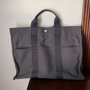 Hermes Gray Canvas Tote Bag